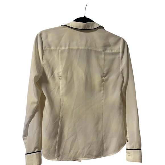 Anne Klein Cream and Black Casual Button Down Shirt - Picture 4 of 8